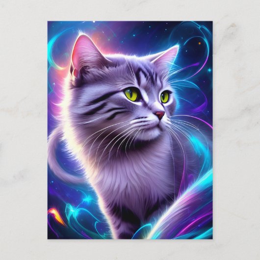 Katze , Hintergrund in dezentem Neon Farben  Briefkaart (Voorkant)