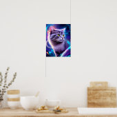Katze , Hintergrund in dezentem Neon Farben Poster (Keuken)