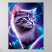 Katze , Hintergrund in dezentem Neon Farben Poster (Voorkant)