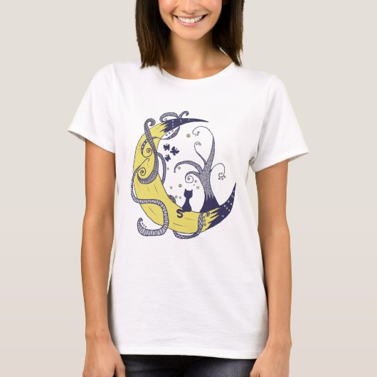 Katze im Mondshirt T-shirt (Voorkant)