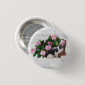 Katze im Rosenbusch Ronde Button 3,2 Cm (Voorkant /achterkant)