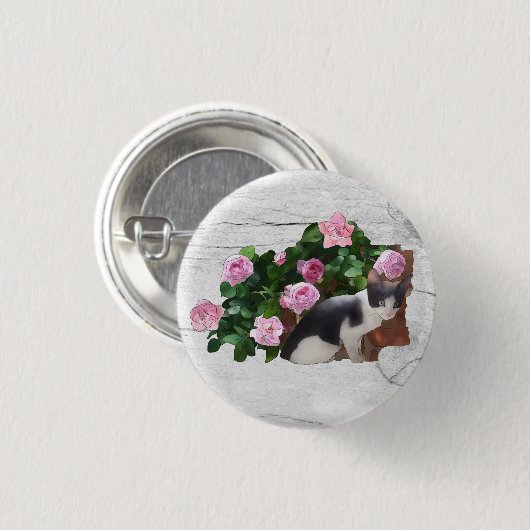 Katze im Rosenbusch Ronde Button 3,2 Cm (Voorkant /achterkant)