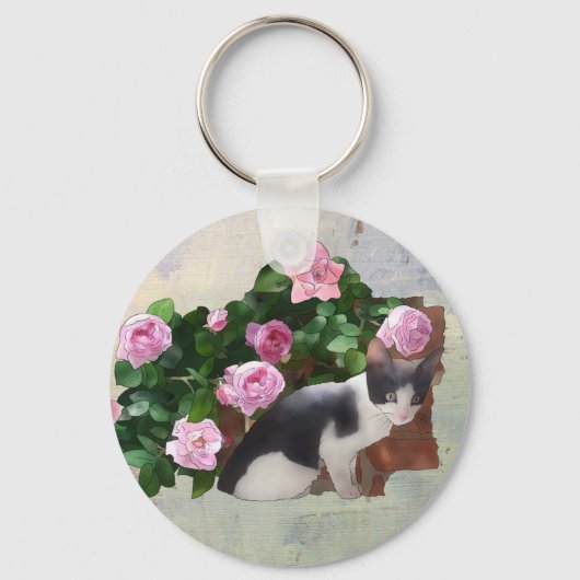 Katze im Rosenbusch Sleutelhanger (Voorkant)