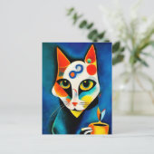 Katze im Stile der Klassischen Modernen Kunst. Briefkaart (Staand voorkant)