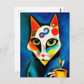 Katze im Stile der Klassischen Modernen Kunst. Briefkaart (Voorkant / Achterkant)