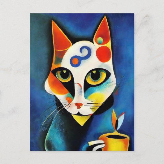 Katze im Stile der Klassischen Modernen Kunst. Briefkaart (Voorkant)