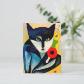 Katze im Stile der Klassischen Modernen Kunst. Briefkaart (Staand voorkant)