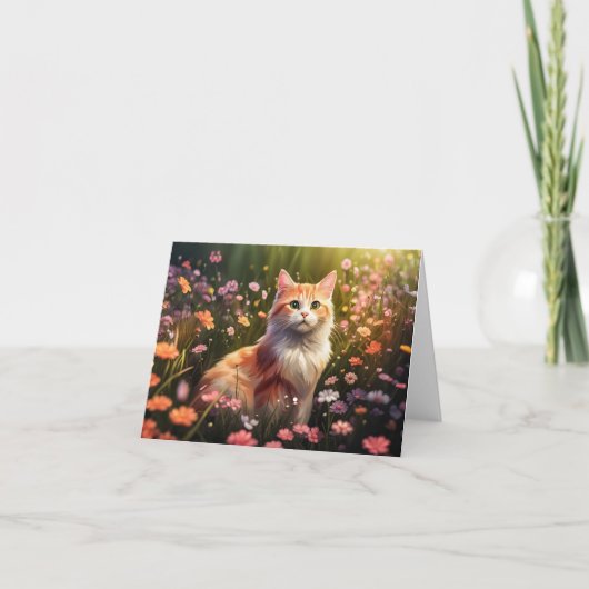 Katze in Blumenwiese Kaart (Voorkant)