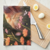 Katze in Blumenwiese Theedoek (Quarter Fold)