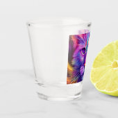 Katze in Neonfarben Shot Glas (Links)