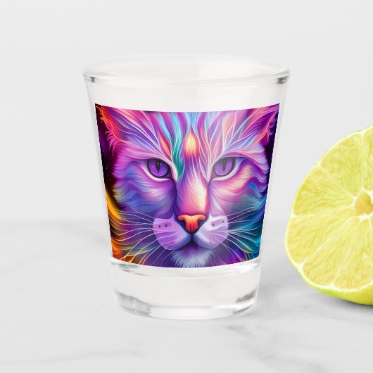 Katze in Neonfarben Shot Glas (Voorkant)