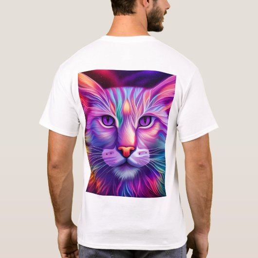 Katze in Neonfarben T-shirt (Achterkant)