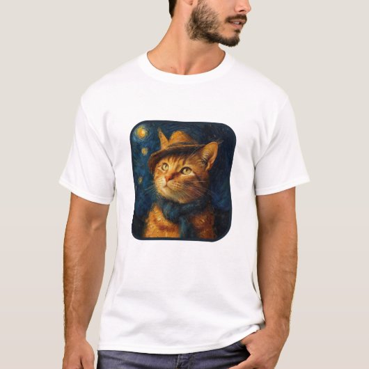Katze inspiriert von van Gogh T-Shirt (Voorkant)