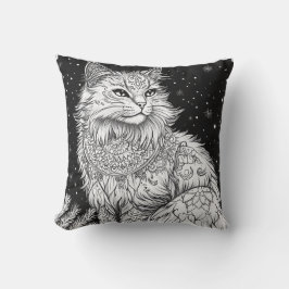 Katze Mandala unter magischem Sternenhimmel Kussen