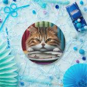 Katze mit Fisch Papieren Bordje (Feest)