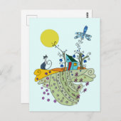 Katze mit Haus Briefkaart (Voorkant / Achterkant)