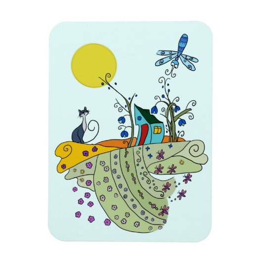 Katze mit Haus Magneet (Verticaal)