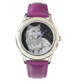 Katze mit Mandala Armbanduhr Kinder Horloge