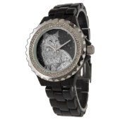 Katze mit Mandala Damen-Armbanduhr Horloge (Gekanteld)