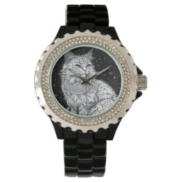 Katze mit Mandala Damen-Armbanduhr Horloge