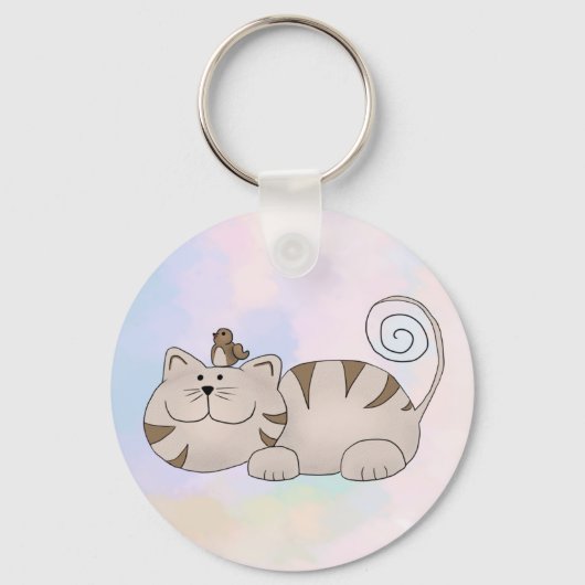 Katze mit Vogel Sleutelhanger (Voorkant)