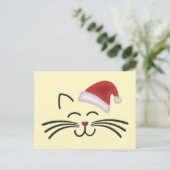 Katze Nikolaus Mütze Cat Santa Hat Briefkaart (Staand voorkant)