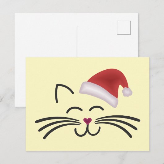 Katze Nikolaus Mütze Cat Santa Hat Briefkaart (Voorkant / Achterkant)