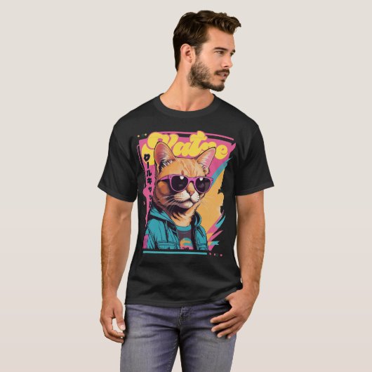 katze-retrowave t-shirt (Voorkant volledig)