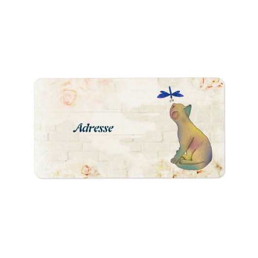 Katze und blaue Libelle Etiket (Voorkant)