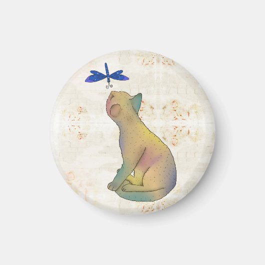 Katze und blaue Libelle Magneet (Voorkant)