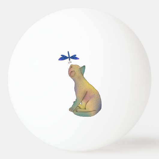 Katze und blaue Libelle Pingpongbal (Voorkant)
