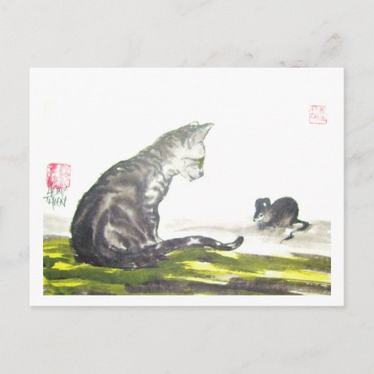 Katze und Maus No.26 * Katzen-Kunst-Postkarten * C Briefkaart (Voorkant)