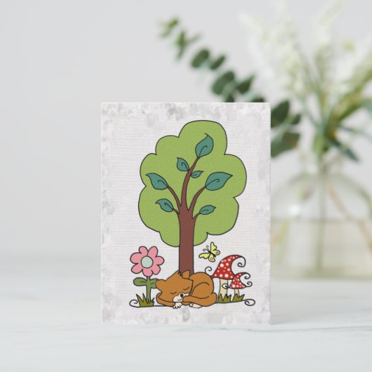 Katze unterm Baum Briefkaart (Staand voorkant)