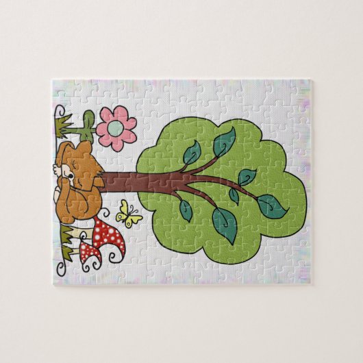 Katze unterm Baum Legpuzzel (Horizontaal)