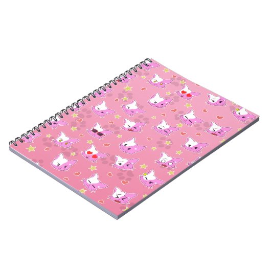 Katzen - Kätzchen - Comickatzen Muster Design Notitieboek (Linkerzijde)