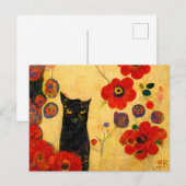 Katzen Porträt im Jugendstil. Gemalt auf Gold. Briefkaart (Voorkant / Achterkant)