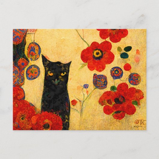Katzen Porträt im Jugendstil. Gemalt auf Gold. Briefkaart (Voorkant)