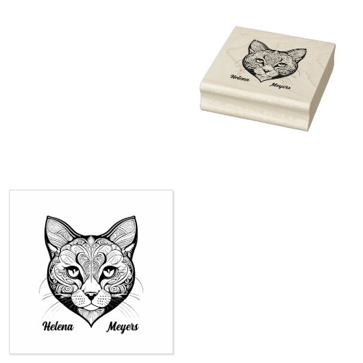 Katzenkopf Rubberstempel (Gestempeld)