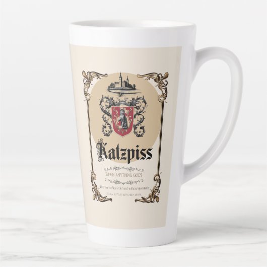 Katzpiss – Duits parodielabel Wijnlabel Latte Cup Latte Mok (Rechts)