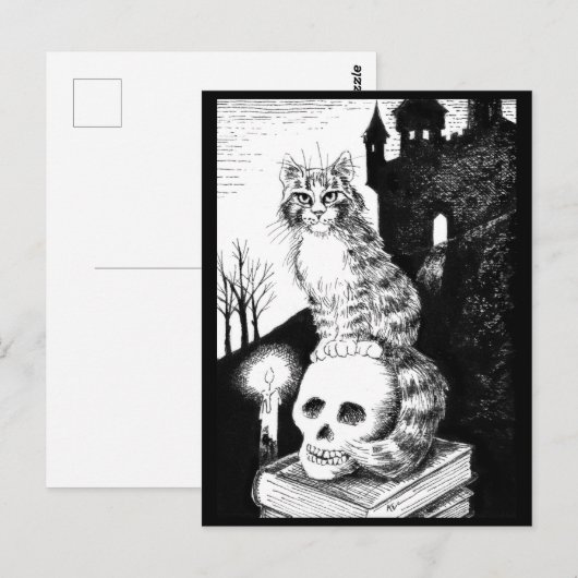 katzwart-wit Maine Coon Halloween briefkaart (Voorkant / Achterkant)
