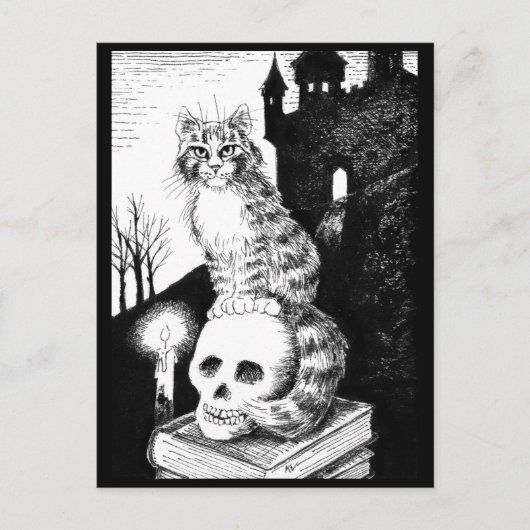 katzwart-wit Maine Coon Halloween briefkaart (Voorkant)