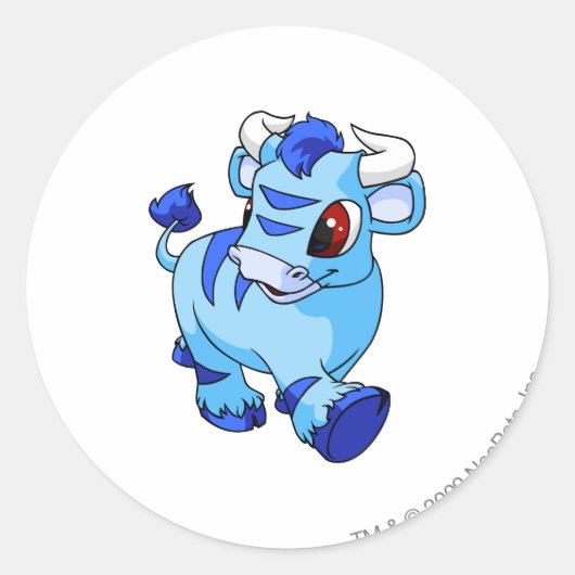 Kau Blue Ronde Sticker (Voorkant)