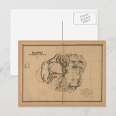 Kauai, 1878,  Hawaii Map Briefkaart (Voorkant / Achterkant)