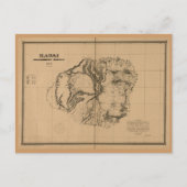 Kauai, 1878,  Hawaii Map Briefkaart (Voorkant)