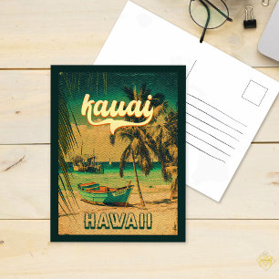 Kauai Beach Hawaii Retro Palm Trees 60s Souvenirs Briefkaart