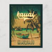 Kauai Beach Hawaii Retro Palm Trees 60s Souvenirs Briefkaart (Voorkant)