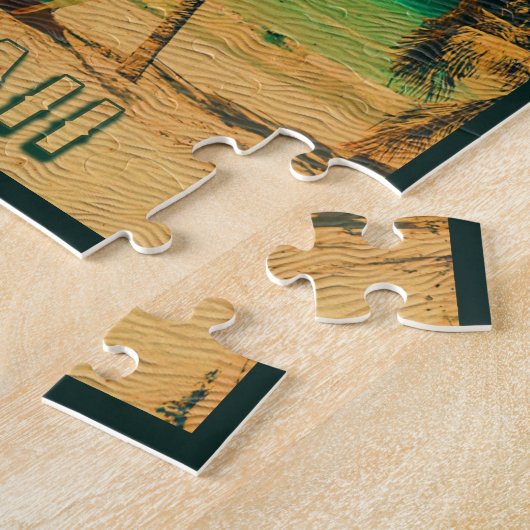 Kauai Beach Hawaii Retro Palm Trees 60s Souvenirs Legpuzzel (Zijkant)