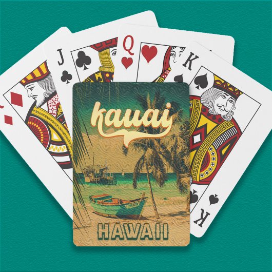 Kauai Beach Hawaii Retro Palm Trees 60s Souvenirs Pokerkaarten