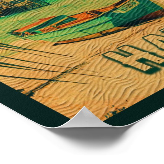 Kauai Beach Hawaii Retro Palm Trees 60s Souvenirs Poster (Hoek)