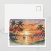 Kauai Beach Sunset watercolor Briefkaart (Voorkant / Achterkant)